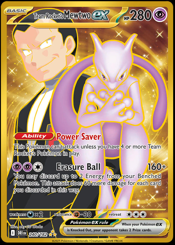 Team Rockets Mewtwo ex (240/182) Scarlet and Violet Destined Rivals Hyper Rare Pokemon Card TCG