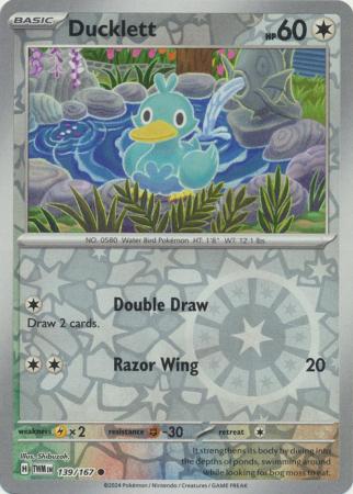 Ducklett 139/167 SV Twilight Masquerade Reverse Holo Common Pokemon Card TCG Near Mint