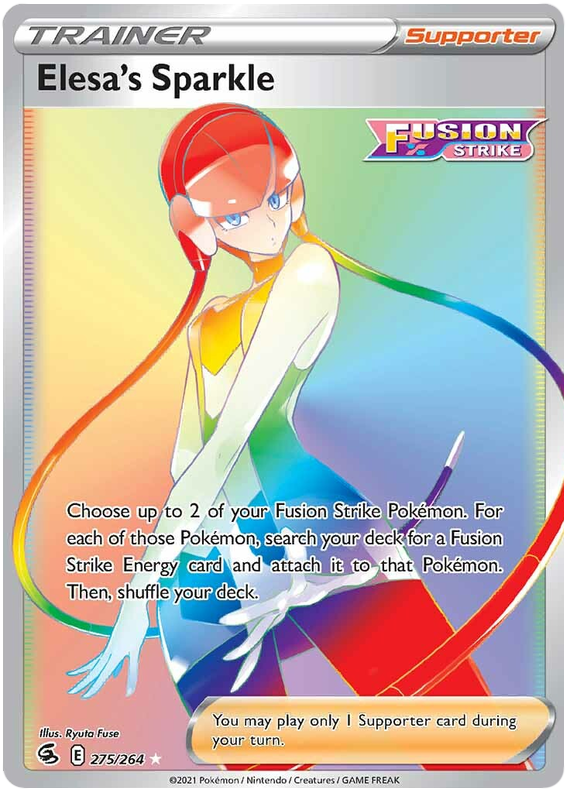 Elesa's Sparkle 275/264 SWSH Fusion Strike Secret Rare Full Art Pokemon Card TCG