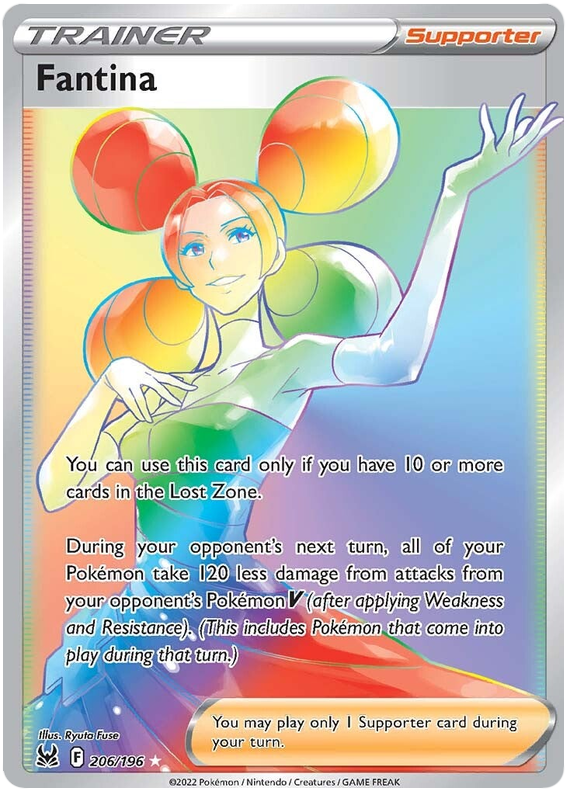 Fantina 206/196 SWSH Lost Origin Secret Rare Full Art Pokemon Card TCG Near Mint
