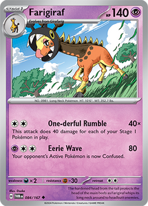 Farigiraf 084/167 SV Twilight Masquerade Uncommon Pokemon Card TCG Near Mint