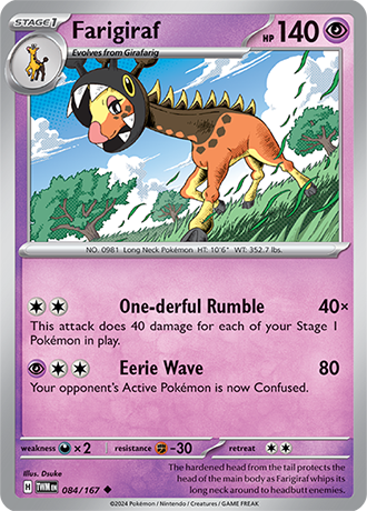 Farigiraf 084/167 SV Twilight Masquerade Uncommon Pokemon Card TCG Near Mint