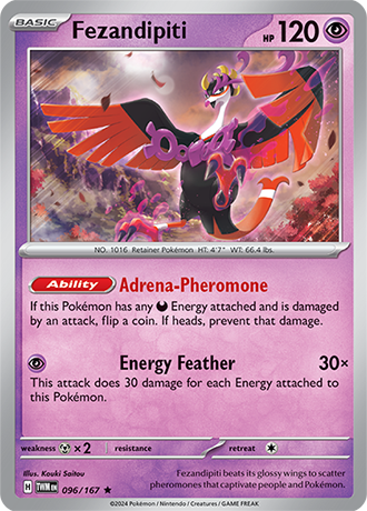 Fezandipiti 096/167 SV Twilight Masquerade Holo Rare Pokemon Card TCG Near Mint
