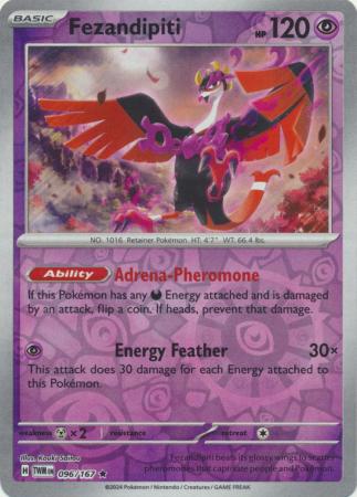 Fezandipiti 096/167 SV Twilight Masquerade Reverse Holo Rare Pokemon Card TCG Near Mint