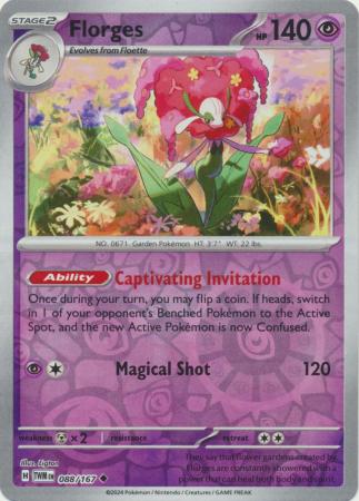 Florges 088/167 SV Twilight Masquerade Reverse Holo Uncommon Pokemon Card TCG Near Mint