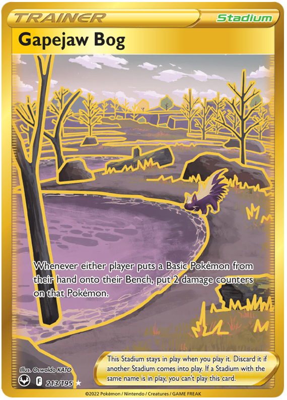 Gapejaw Bog 213/195 SWSH Silver Tempest Secret Rare Full Art Pokemon Card TCG Near Mint