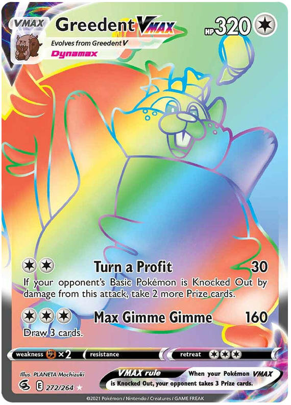 Greedent VMAX 272/264 SWSH Fusion Strike Secret Rare Full Art Pokemon Card TCG
