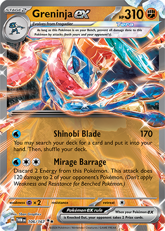Greninja ex 106/167 SV Twilight Masquerade Double Rare Pokemon Card TCG Near Mint