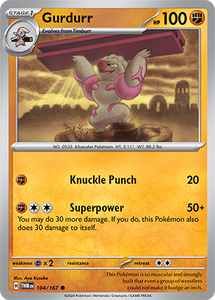 Gurdurr 104/167 SV Twilight Masquerade Common Pokemon Card TCG Near Mint