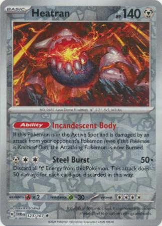 Heatran 123/167 SV Twilight Masquerade Reverse Holo Rare Pokemon Card TCG Near Mint