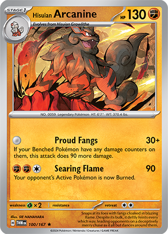 Hisuian Arcanine 100/167 SV Twilight Masquerade Holo Rare Pokemon Card TCG Near Mint