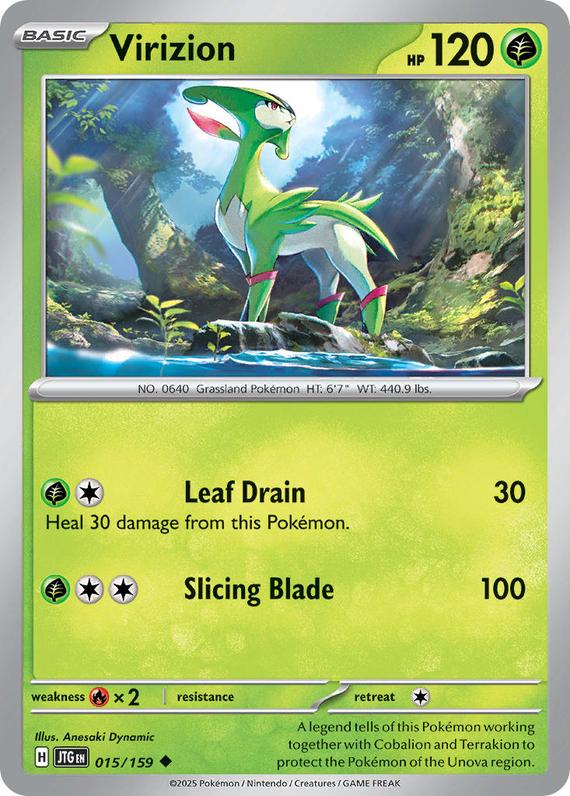 Virizion (15/180) Scarlet and Violet Journey Together Reverse Holo Uncommon Pokemon Card TCG Near Mint