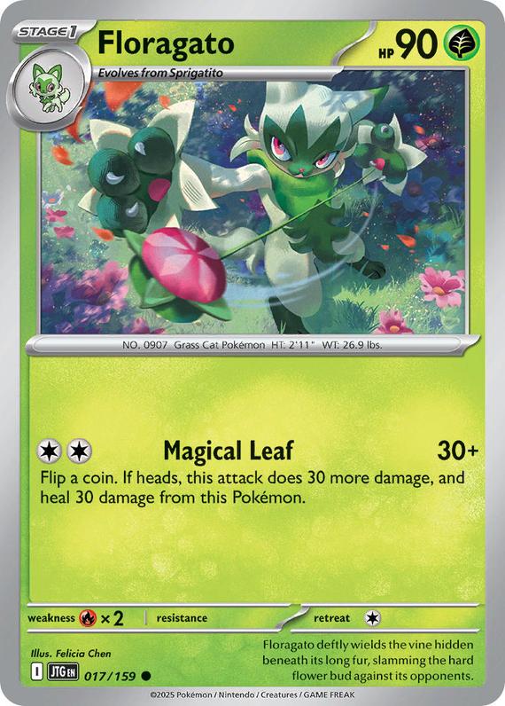 Floragato (17/180) Scarlet and Violet Journey Together Reverse Holo Common Pokemon Card TCG Near Mint