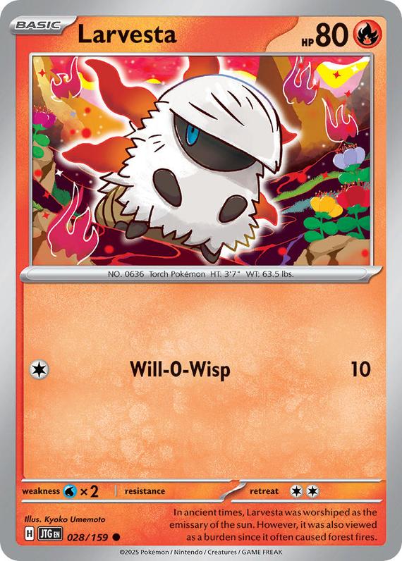 Larvesta (28/180) Scarlet and Violet Journey Together Reverse Holo Common Pokemon Card TCG Near Mint