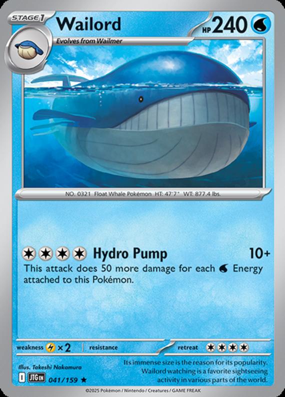 Wailord (41/180) Scarlet and Violet Journey Together Reverse Holo Rare Pokemon Card TCG Near Mint