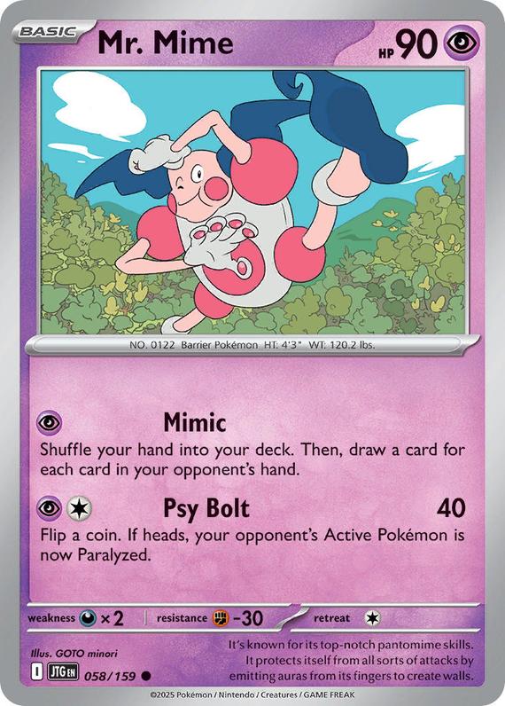 Mr. Mime (58/180) Scarlet and Violet Journey Together Reverse Holo Common Pokemon Card TCG Near Mint
