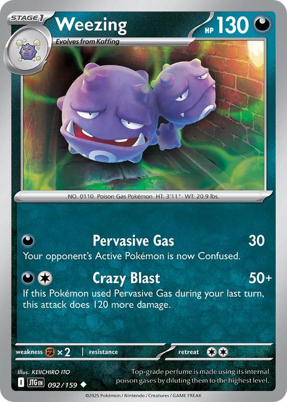 Weezing (92/180) Scarlet and Violet Journey Together Reverse Holo Uncommon Pokemon Card TCG Near Mint