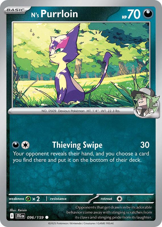 Ns Purrloin (96/180) Scarlet and Violet Journey Together Common Pokemon Card TCG Near Mint