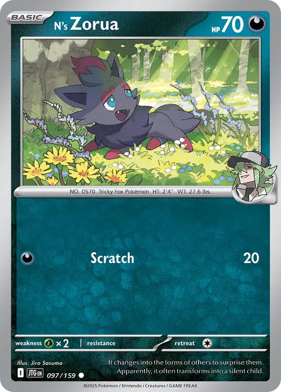 Ns Zorua (97/180) Scarlet and Violet Journey Together Reverse Holo Common Pokemon Card TCG Near Mint