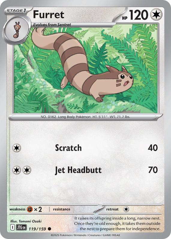 Furret (119/180) Scarlet and Violet Journey Together Reverse Holo Common Pokemon Card TCG Near Mint