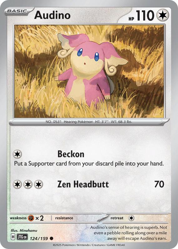 Audino (124/180) Scarlet and Violet Journey Together Reverse Holo Common Pokemon Card TCG Near Mint