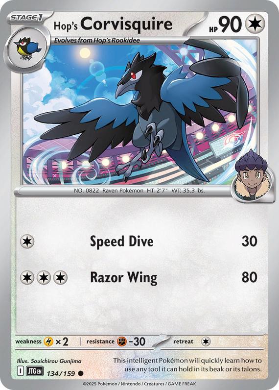 Hops Corvisquire (134/180) Scarlet and Violet Journey Together Common Pokemon Card TCG Near Mint