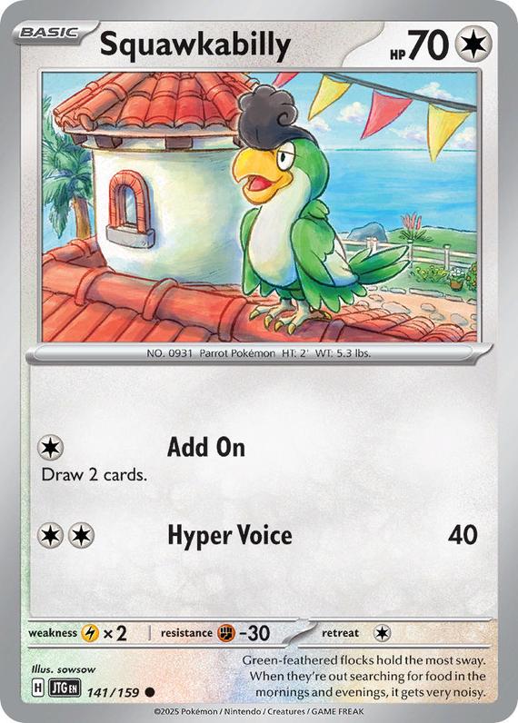 Squawkabilly (141/180) Scarlet and Violet Journey Together Reverse Holo Common Pokemon Card TCG Near Mint