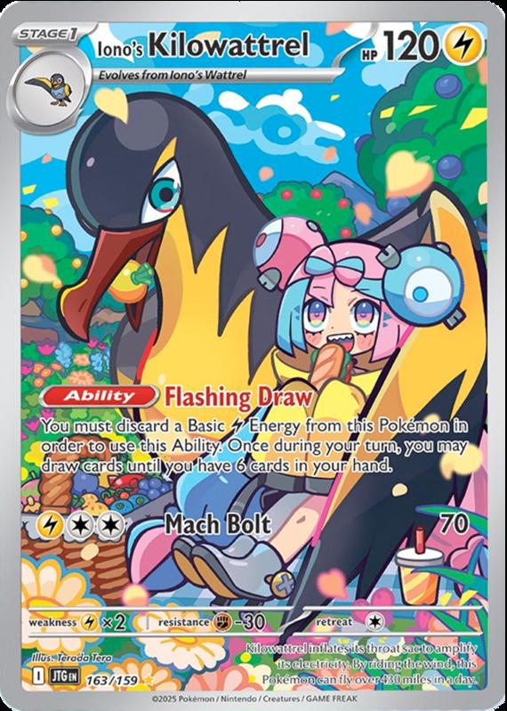 Ionos Kilowattrel (163/180) Scarlet and Violet Journey Together Illustration Rare Pokemon Card TCG Near Mint