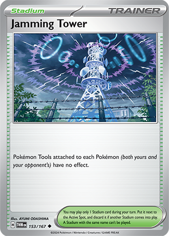 Jamming Tower 153/167 SV Twilight Masquerade Uncommon Trainer Pokemon Card TCG Near Mint