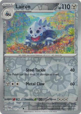 Lairon 121/167 SV Twilight Masquerade Reverse Holo Common Pokemon Card TCG Near Mint
