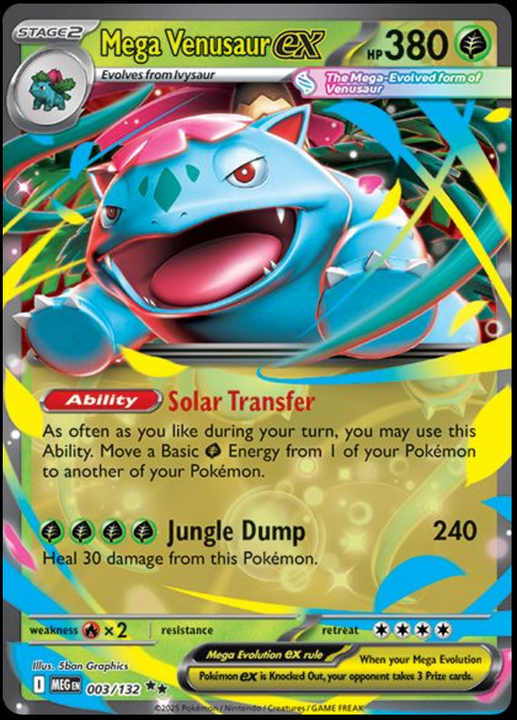 Mega Venusaur ex (3/132) Mega Evolution Base Set Double Rare Pokemon Card TCG