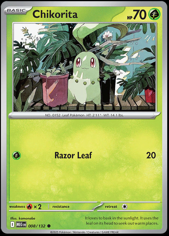 Chikorita (8/132) Mega Evolution Base Set Reverse Holo Common Pokemon Card TCG