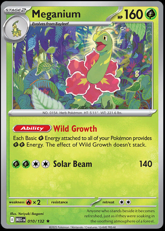 Meganium (10/132) Mega Evolution Base Set Reverse Holo Rare Pokemon Card TCG