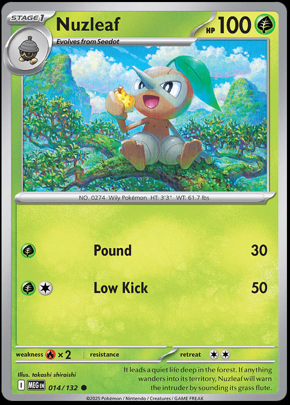 Nuzleaf (14/132) Mega Evolution Base Set Reverse Holo Common Pokemon Card TCG