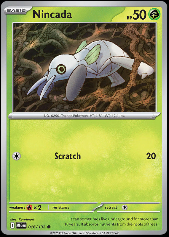 Nincada (16/132) Mega Evolution Base Set Reverse Holo Common Pokemon Card TCG