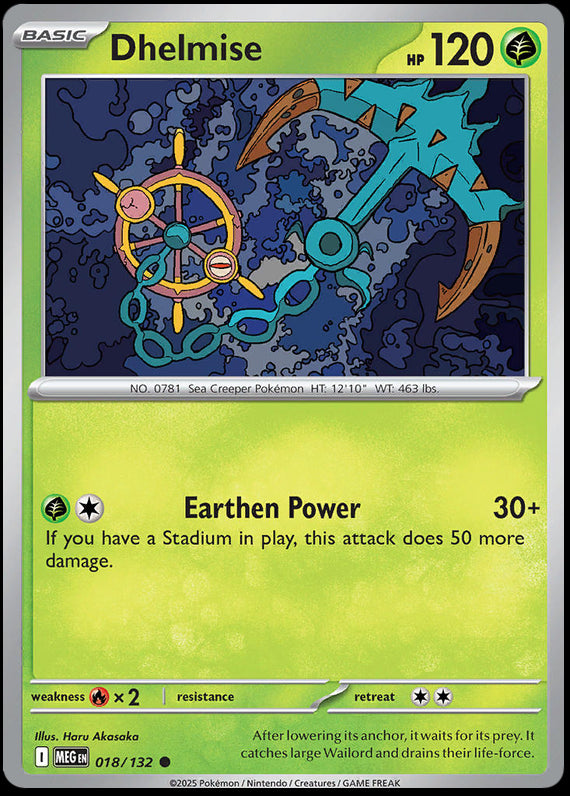 Dhelmise (18/132) Mega Evolution Base Set Reverse Holo Common Pokemon Card TCG