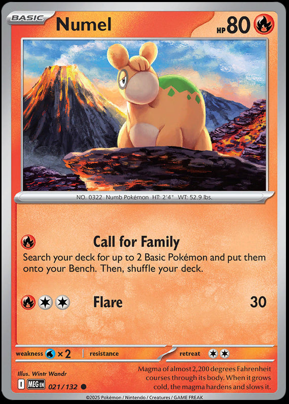 Numel (21/132) Mega Evolution Base Set Reverse Holo Common Pokemon Card TCG