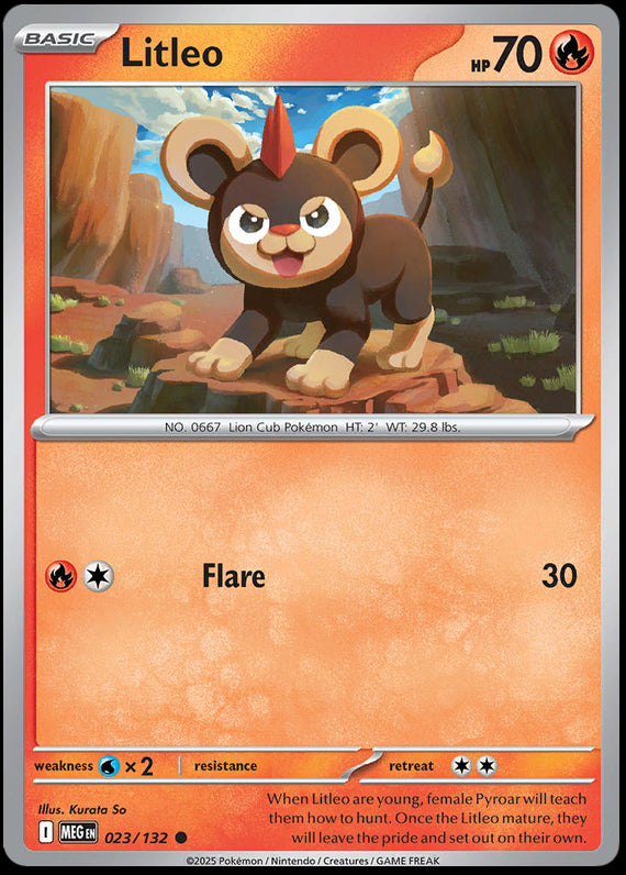 Litleo (23/132) Mega Evolution Base Set Reverse Holo Common Pokemon Card TCG