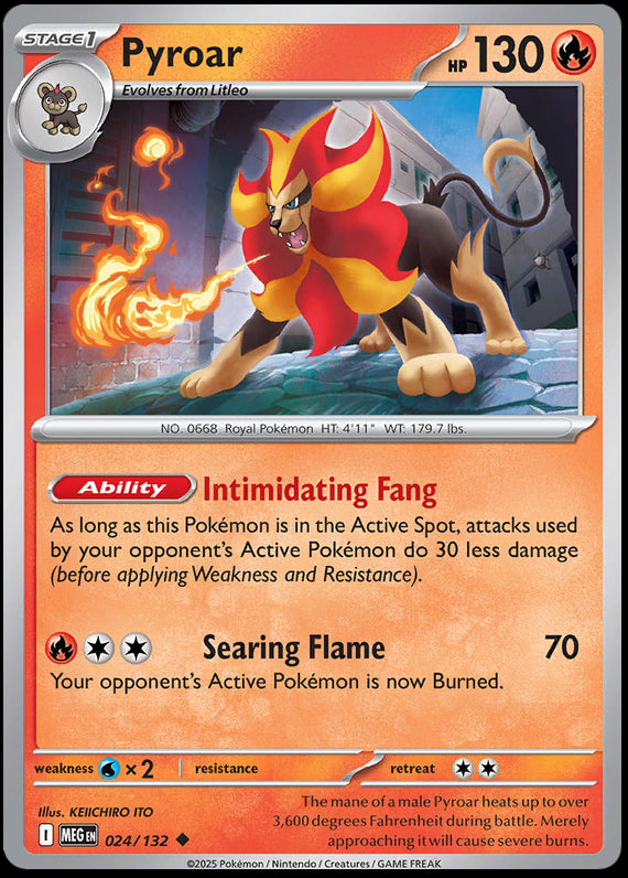 Pyroar (24/132) Mega Evolution Base Set Uncommon Pokemon Card TCG