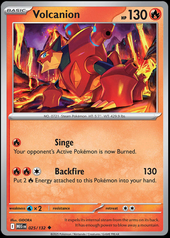 Volcanion (25/132) Mega Evolution Base Set Reverse Holo Uncommon Pokemon Card TCG