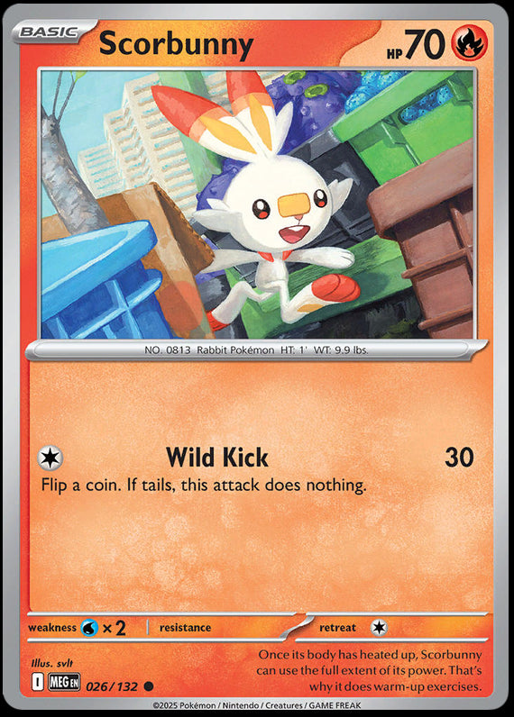Scorbunny (26/132) Mega Evolution Base Set Reverse Holo Common Pokemon Card TCG