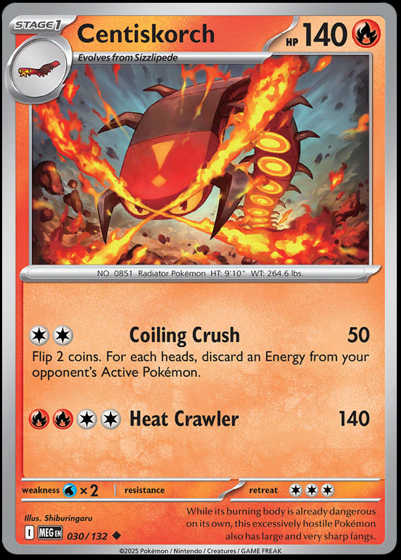 Centiskorch (30/132) Mega Evolution Base Set Uncommon Pokemon Card TCG