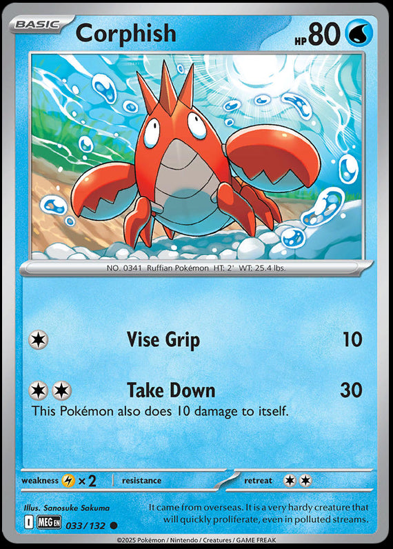Corphish (33/132) Mega Evolution Base Set Reverse Holo Common Pokemon Card TCG