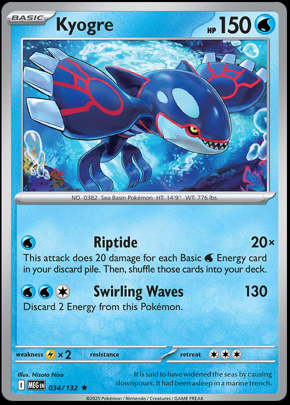 Kyogre (34/132) Mega Evolution Base Set Rare Pokemon Card TCG