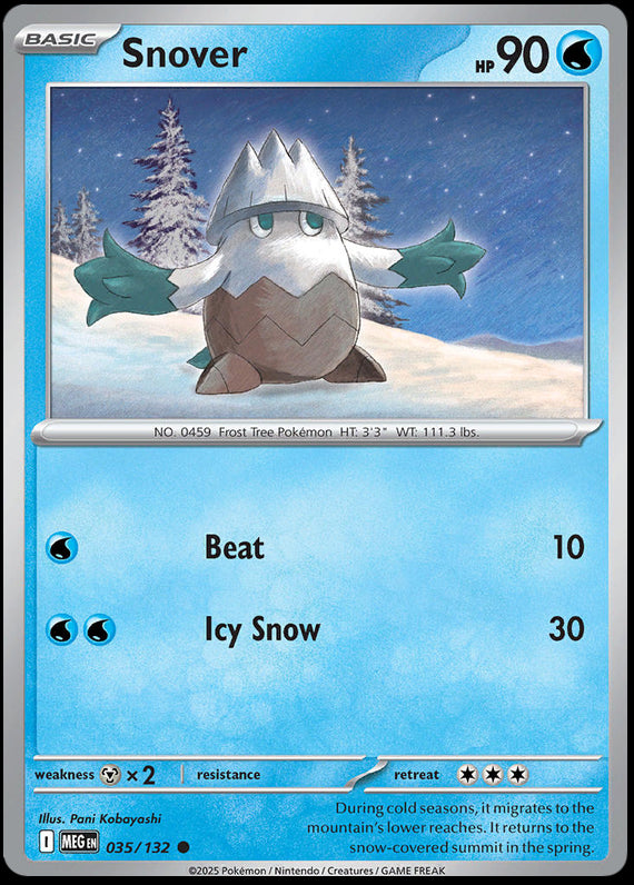 Snover (35/132) Mega Evolution Base Set Common Pokemon Card TCG