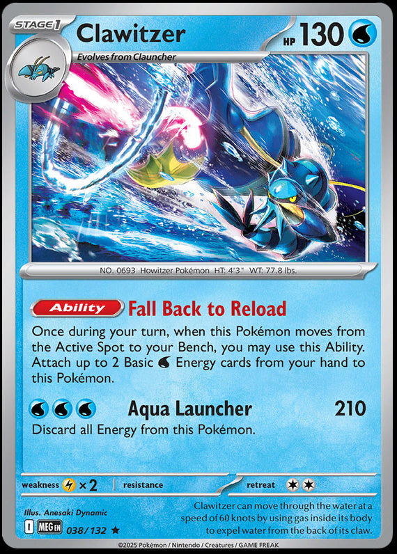 Clawitzer (38/132) Mega Evolution Base Set Rare Pokemon Card TCG