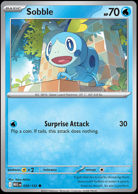 Sobble (39/132) Mega Evolution Base Set Reverse Holo Common Pokemon Card TCG