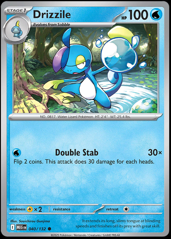 Drizzile (40/132) Mega Evolution Base Set Reverse Holo Common Pokemon Card TCG