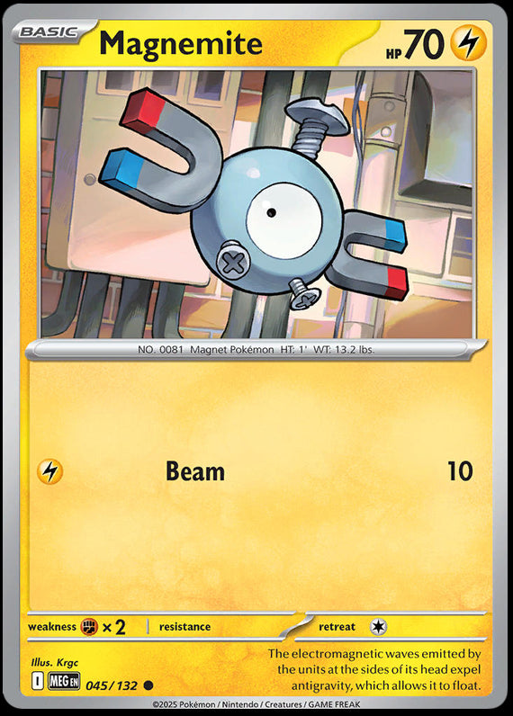 Magnemite (45/132) Mega Evolution Base Set Reverse Holo Common Pokemon Card TCG