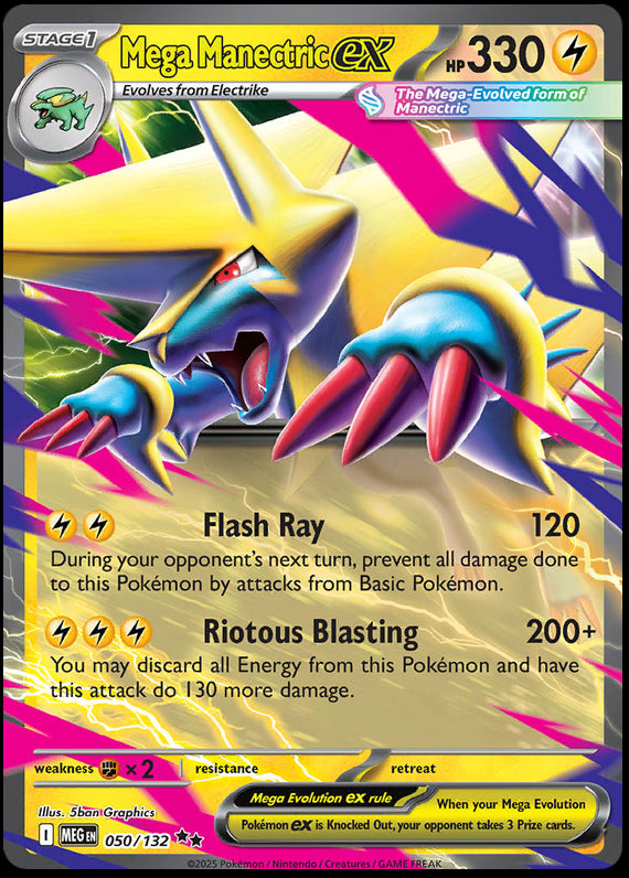 Mega Manectric ex (50/132) Mega Evolution Base Set Double Rare Pokemon Card TCG